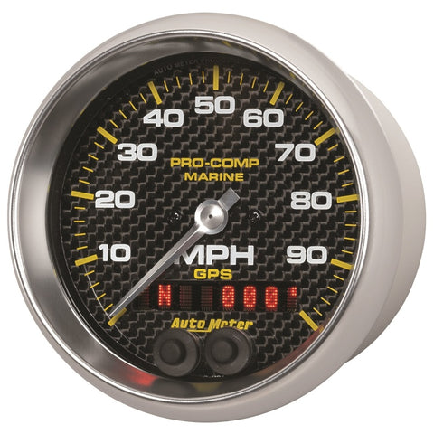 Autometer Marine Carbon Fiber 3-3/8in 100MPH GPS Speedometer Gauge - 200636-40