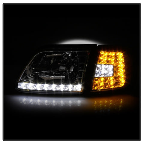 Xtune Ford F150 97-03 Crystal Headlights w/ Clear LED Corners Chrome HD-ON-FF15097-LED-SET-C - 5014191