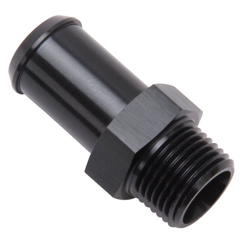 Edelbrock Hose End Straight 3/8In NPT to 5/8In Barb Black Anodize - 8187