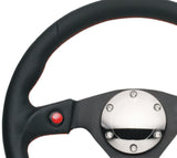 NRG Reinforced Steering Wheel (320mm) Blk Leather w/Dual Buttons - RST-007R