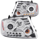 ANZO 2004-2008 Ford F-150 Projector Headlights w/ Halo and LED Chrome - 111029