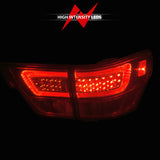 ANZO 11-13 Jeep Grand Cherokee LED Taillights w/ Lightbar Chrome Housing Red/Clear Lens 4pcs - 311442
