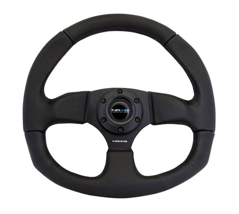 NRG Reinforced Steering Wheel (320mm Horizontal / 330mm Vertical) Leather w/Black Stitching - RST-009R