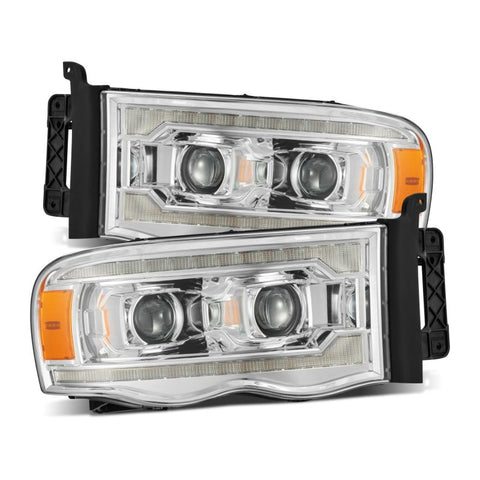 AlphaRex 02-05 Dodge Ram 1500 LUXX LED Proj Headlights Plank Style Chrome w/Activ Light/Seq Signal - 880568