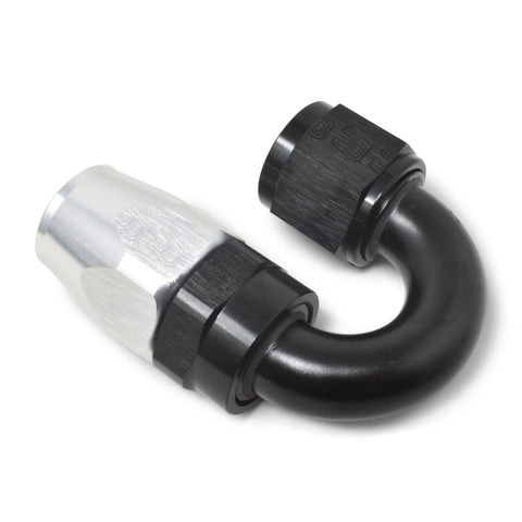 Russell Performance -6 AN Black/Silver 180 Degree Tight Radius Full Flow Swivel Hose End - 613503