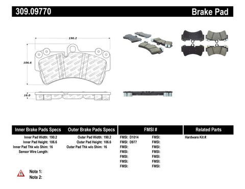 StopTech Performance Porsche Brake Pads - 309.09770