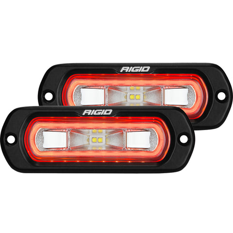 Rigid Industries SR-L Series Flush Mount LED Spreader Pair w/ Red Halo - Universal - 53222