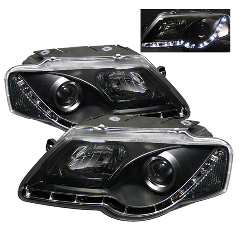 Spyder Volkswagen Passat 06-08 Projector Headlights DRL Black High H1 Low H1 PRO-YD-VP06-DRL-BK - 5012326