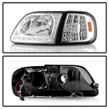 Xtune Ford F150 97-03 Crystal Headlights w/ Clear LED Corners Chrome HD-ON-FF15097-LED-SET-C - 5014191