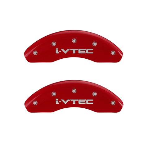 MGP 4 Caliper Covers Engraved Front & Rear I-Vtec Red Finish Silver Char 2007 Honda Civic - 20223SIVTRD