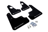 Rally Armor 08-17 Mitsubishi EVO X Black UR Mud Flap w/ White Logo - MF10-UR-BLK/WH