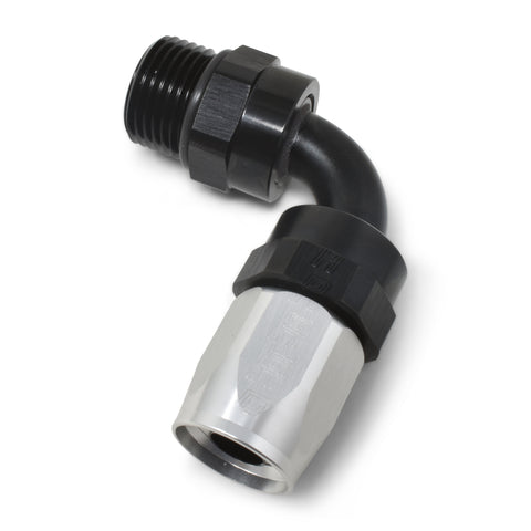 Russell Performance Swivel Hose End Assy #10 AN Male SAE Port to #8 Hose 90 Deg Clr/Blk Anodized - 612433