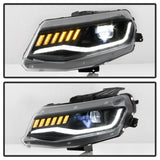 Spyder Chevy Camaro 16-18 Halogen Model Full LED Headlights Black PRO-YD-CCAM16HALAP-SEQ-BK - 5087317