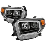 xTune 14-17 Toyota Tundra DRL LED Light Bar Projector Headlights - Black (PRO-JH-TTU14-LB-BK) - 9043024