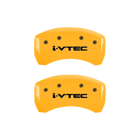 MGP 4 Caliper Covers Engraved Front & Rear i-Vtec Yellow finish black ch - 39018SIVTYL