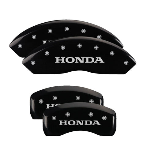 MGP 4 Caliper Covers Engraved Front & Rear Honda Black finish silver ch - 20216SHONBK