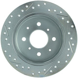 StopTech Select Sport 92-00 Honda Civic Drilled/Slotted Vented 1-Piece Rear Driver Side Brake Rotor - 227.40017L