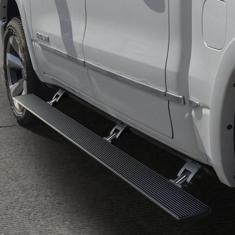 Go Rhino 19-24 Ram 1500 Quad Cab 4dr E1 Electric Running Board Kit (No Drill) - Bedliner Coating - 20436680T