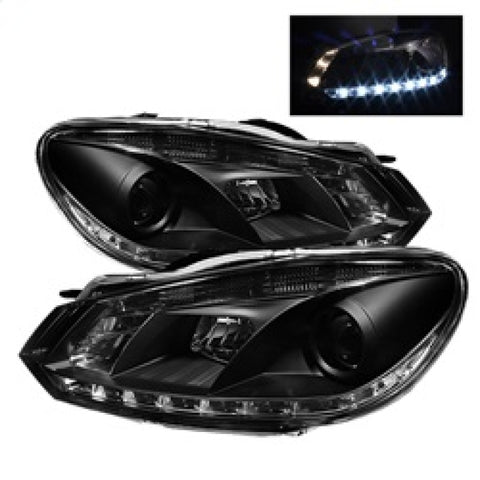 Spyder Volkswagen Golf/GTI 10-13 Projector Headlights Halogen Model- DRL Blk PRO-YD-VG10-DRL-BK - 5012111