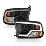 ANZO 09-18 Dodge Ram 1500 Plank Style Projector Headlights Black w/ Halo - 111404