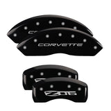 MGP 4 Caliper Covers Engraved Front C5/Corvette Engraved Rear C5/Z06 Black finish silver ch - 13007SCZ5BK