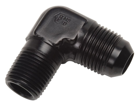 Russell Performance -4 AN 1/4in NPT 90 Degree Black Flare to Pipe Adapter - 660813