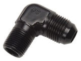 Russell Performance -4 AN to 1/8in NPT 90 Degree Flare to Pipe Adapter (Black) - 660803