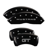 MGP 4 Caliper Covers Engraved Front Mustang Engraved Rear GT Black finish silver ch - 10198SMGTBK