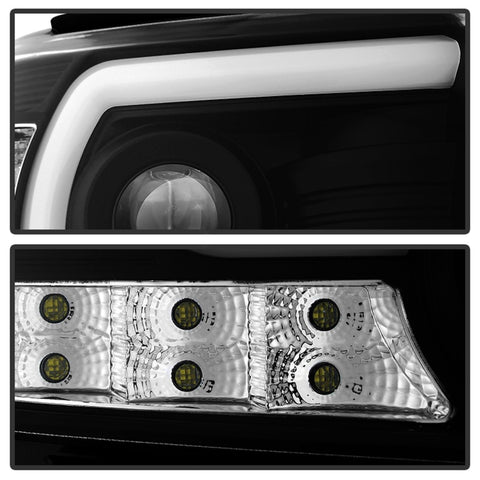 Spyder GMC Sierra 14-16 Projector Headlights Light Bar DRL Blk PRO-YD-GS14V2-LBDRL-BK - 5080851