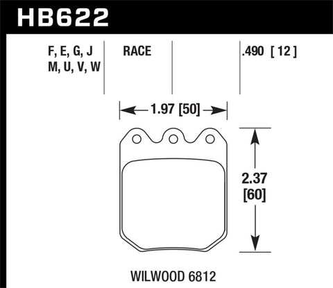 Hawk Wilwood DLS 6812 DTC-30 Brake Pads - HB622W.490