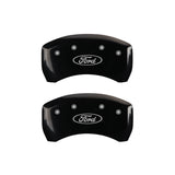 MGP 4 Caliper Covers Engraved Front & Rear Oval logo/Ford Black finish silver ch - 10230SFRDBK