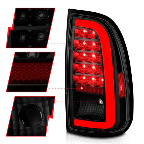 ANZO 00-06 Toyota Tundra (Std. Bed/Reg Cab) LED Taillights w/Light Bar Black Housing Smoke Lens - 311412