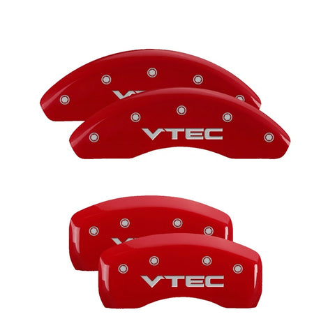 MGP 4 Caliper Covers Engraved Front & Rear Vtech Red finish silver ch - 39004SVTCRD