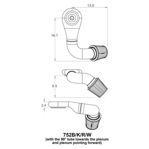 Spectre Plenum Kit Low w/Driver Side 45/90 Degree Tube - 752