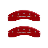 MGP 4 Caliper Covers Engraved Front & Rear Gen 5/Camaro Red finish silver ch - 14011SCA5RD