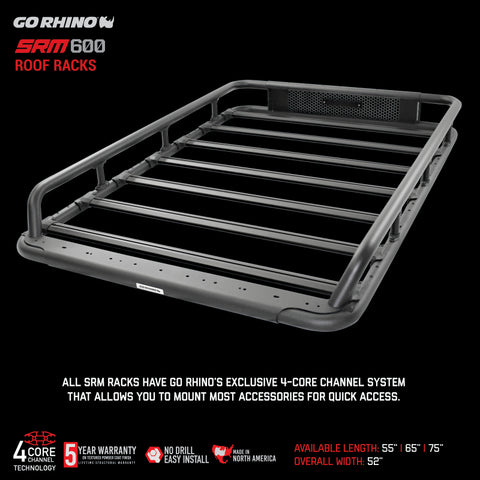 Go Rhino SRM 600 Basket Style Roof Rack 55in. - Tex. Blk - 5936055T