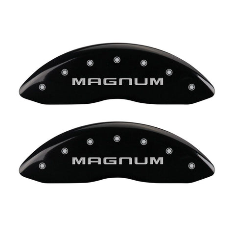 MGP 4 Caliper Covers Engraved Front & Rear Magnum Black finish silver ch - 12088SMGMBK