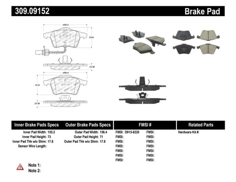 StopTech Performance 07-09 Mazda 3 Front Brake Pads - 309.09152