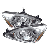 Spyder Honda Accord 03-07 Projector Headlights LED Halo Amber Reflctr LED Chrm PRO-YD-HA03-AM-C - 5010643