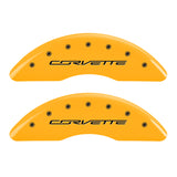 MGP 4 Caliper Covers Engraved Front & Rear C7/Corvette Yellow finish black ch - 13084SCV7YL