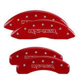 MGP 4 Caliper Covers Engraved Front & Rear Raptor Red finish silver ch - 10219SRPTRD