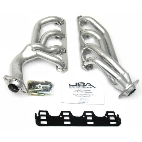 JBA 65-73 Ford Mustang 351W SBF w/T-5/Cable Clutch 1-5/8in Primary Silver Ctd Mid Length Header - 1655SJS