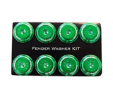 NRG Fender Washer Kit w/Color Matched M8 Bolt Rivets For Plastic (Green) - Set of 8 - FW-800GN