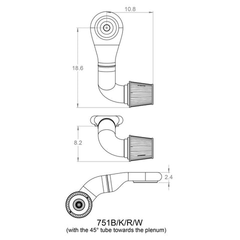 Spectre Plenum Kit (Low) w/Passenger Side 45/90 Degree Tube - 751