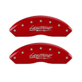 MGP 4 Caliper Covers Engraved Front & Rear Lightning Red finish silver ch - 10021SLTGRD