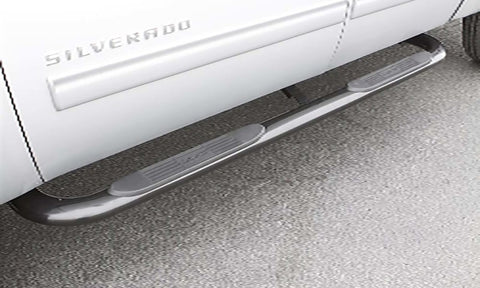 Lund 01-13 Chevy Silverado 1500 Crew Cab (Body Mount) 4in. Oval Curved SS Nerf Bars - Polished - 23287363