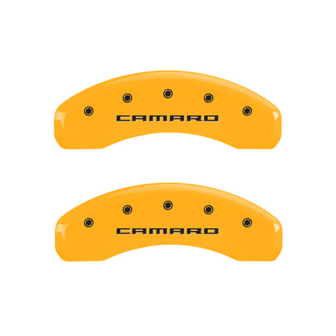 MGP 4 Caliper Covers Engraved Front & Rear Gen 5/Camaro Yellow finish black ch - 14241SCA5YL