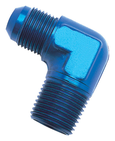 Russell Performance -16 AN to 1in NPT 90 Degree Flare to Pipe Adapter (Blue) - 660910