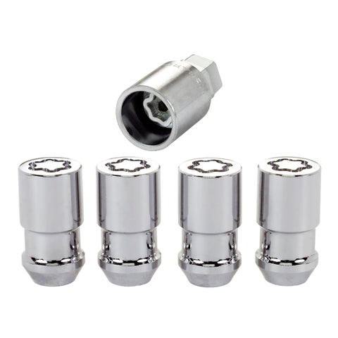 McGard Wheel Lock Nut Set - 4pk. (Cone Seat) 1/2-20 / 3/4 & 13/16 Dual Hex / 1.66in. Length - Chrome - 24198