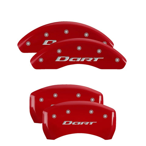 MGP 4 Caliper Covers Engraved Front & Rear With out stripes/Dart Red finish silver ch - 12199SDR1RD